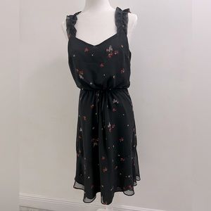 Who What Wear Black Floral Sleeveless Spaghetti Strap Lined Maxi Dress Sz Small